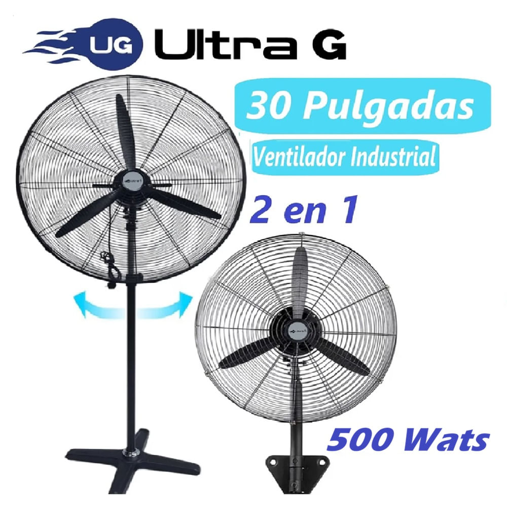 Ventilador Ultra G 30 Pulgadas Industrial 2en1 Pared y Piso 500 Wats