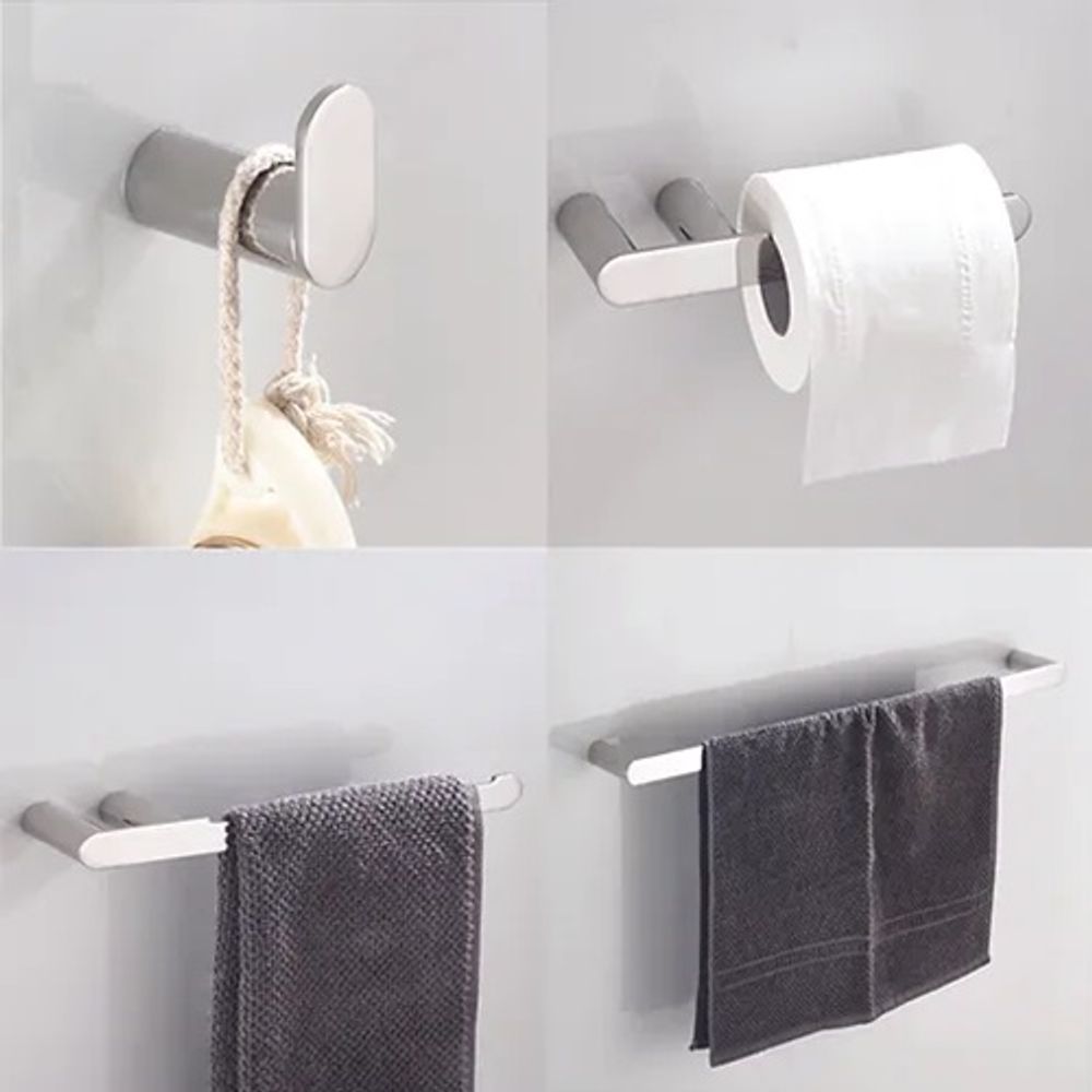 Set de 4 piezas modelo Premium de Accesorios para baño en Acero Inoxidable Color Plateado Set de 4 piezas modelo Premium de Accesorios para baño en Acero Inoxidable Color Plateado