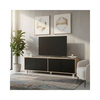 Mesa de TV Silver con 4 Puertas Color Negro\Panela TU MESITA