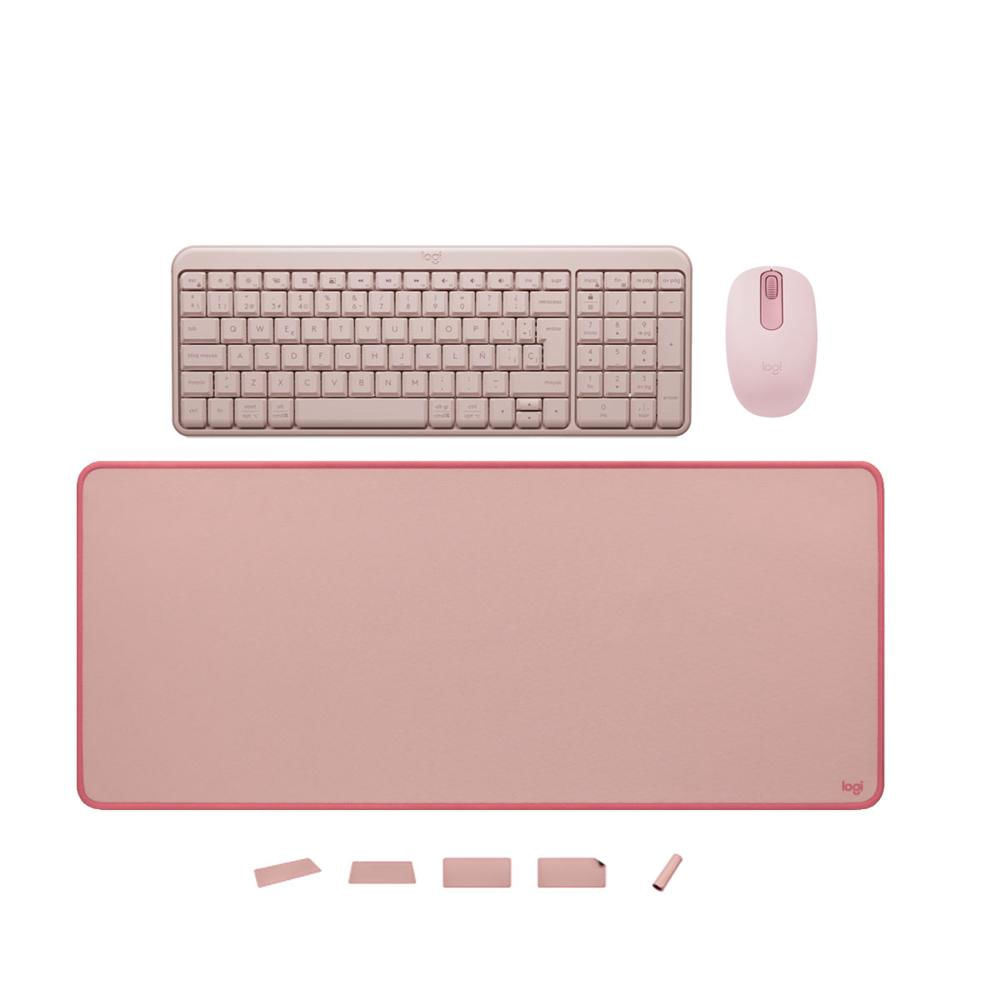 KIT LOGITECH TECLADO K250 MOUSE M196  PAD MOUSE 30x70  ROSADO