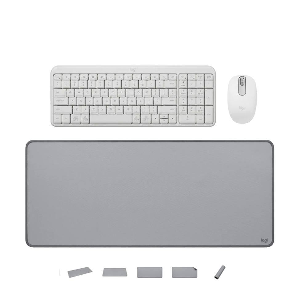 KIT LOGITECH TECLADO K250 MOUSE M196 BLANCO PAD MOUSE 30x70 GRIS
