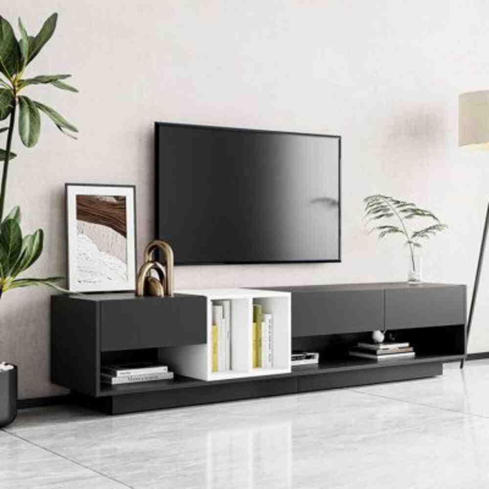 Mesa de TV Orfia con Canto Grueso Color Negro\Blanco TU MESITA