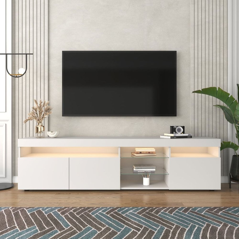 Mesa de TV Rey High Gloss con Paneles Color Blanco TU MESITA