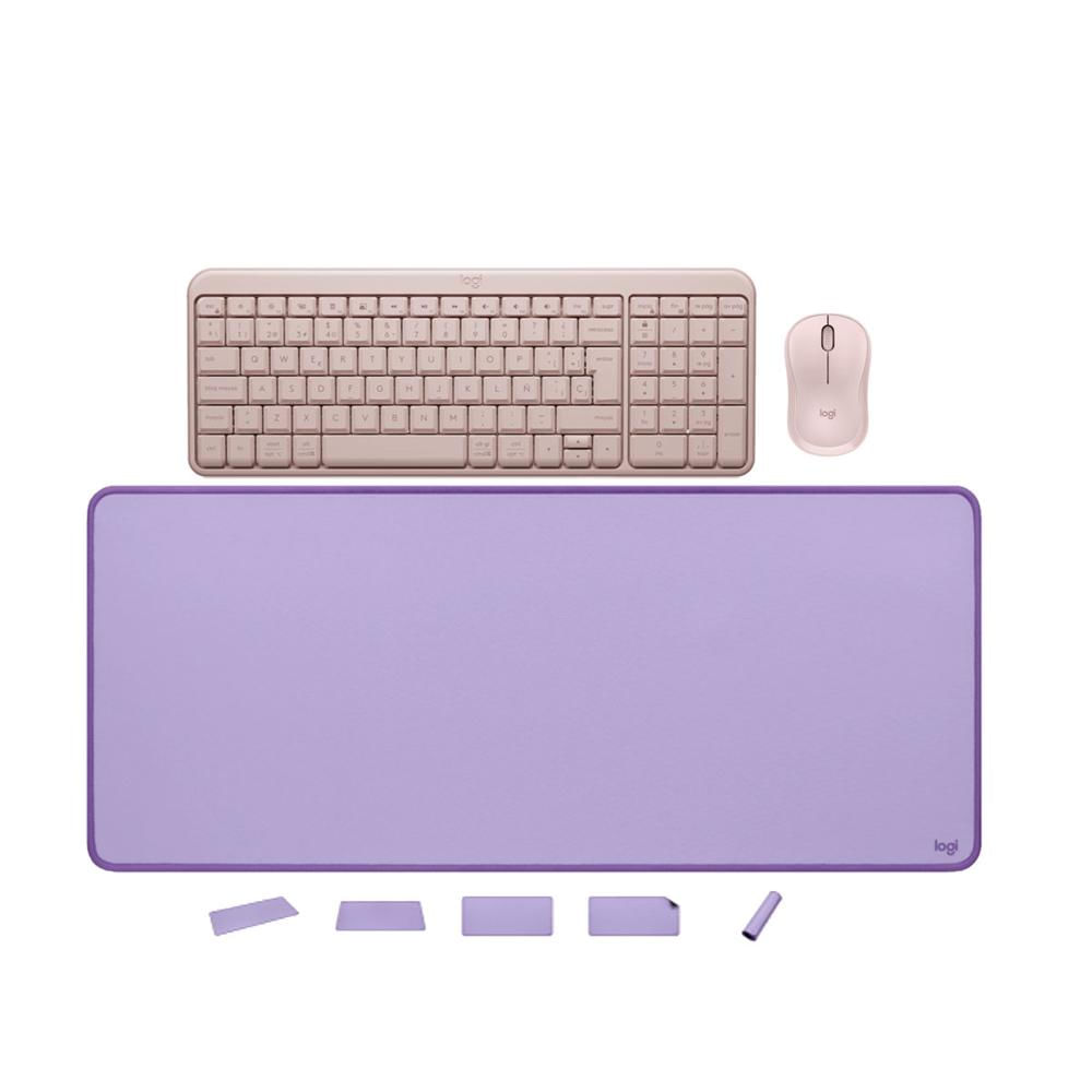KIT LOGITECH TECLADO K250 MOUSE M240 ROSADO PAD MOUSE 30x70 LILA