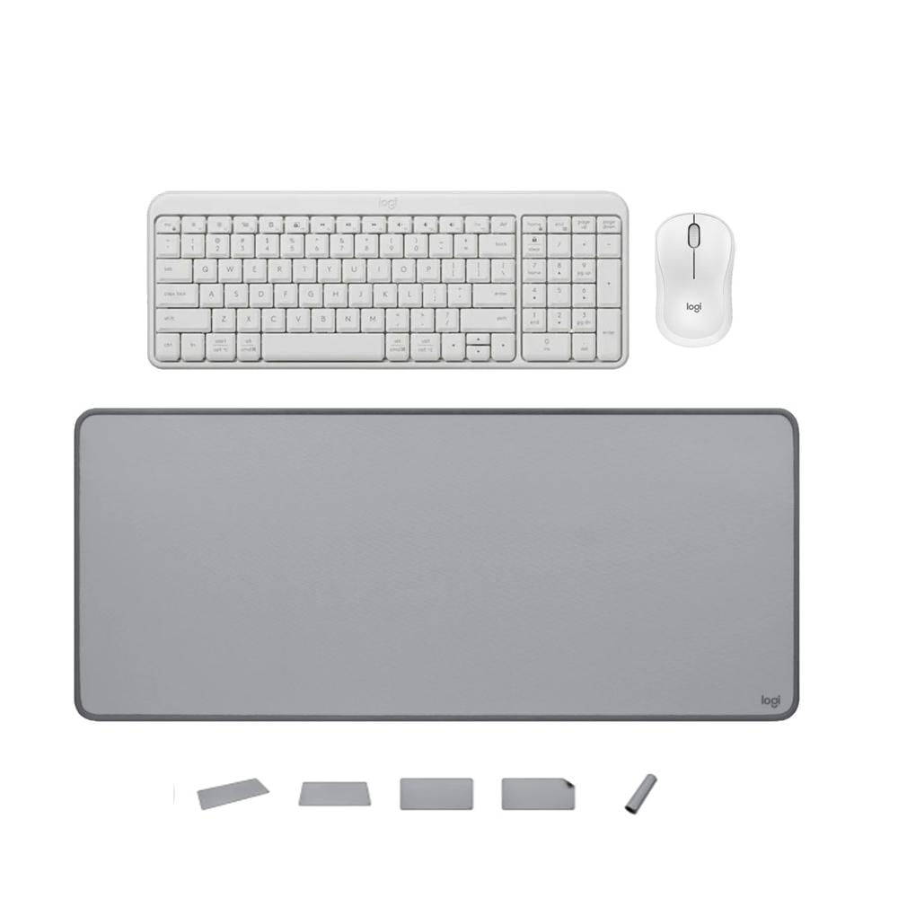 KIT LOGITECH TECLADO K250 MOUSE M240 BLANCO PAD MOUSE 30x70 GRIS