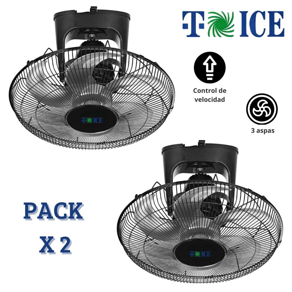 Pack 02 Ventiladores de Techo Orbital T-ICE 20 pulgadas Potente Motor 03 Vel