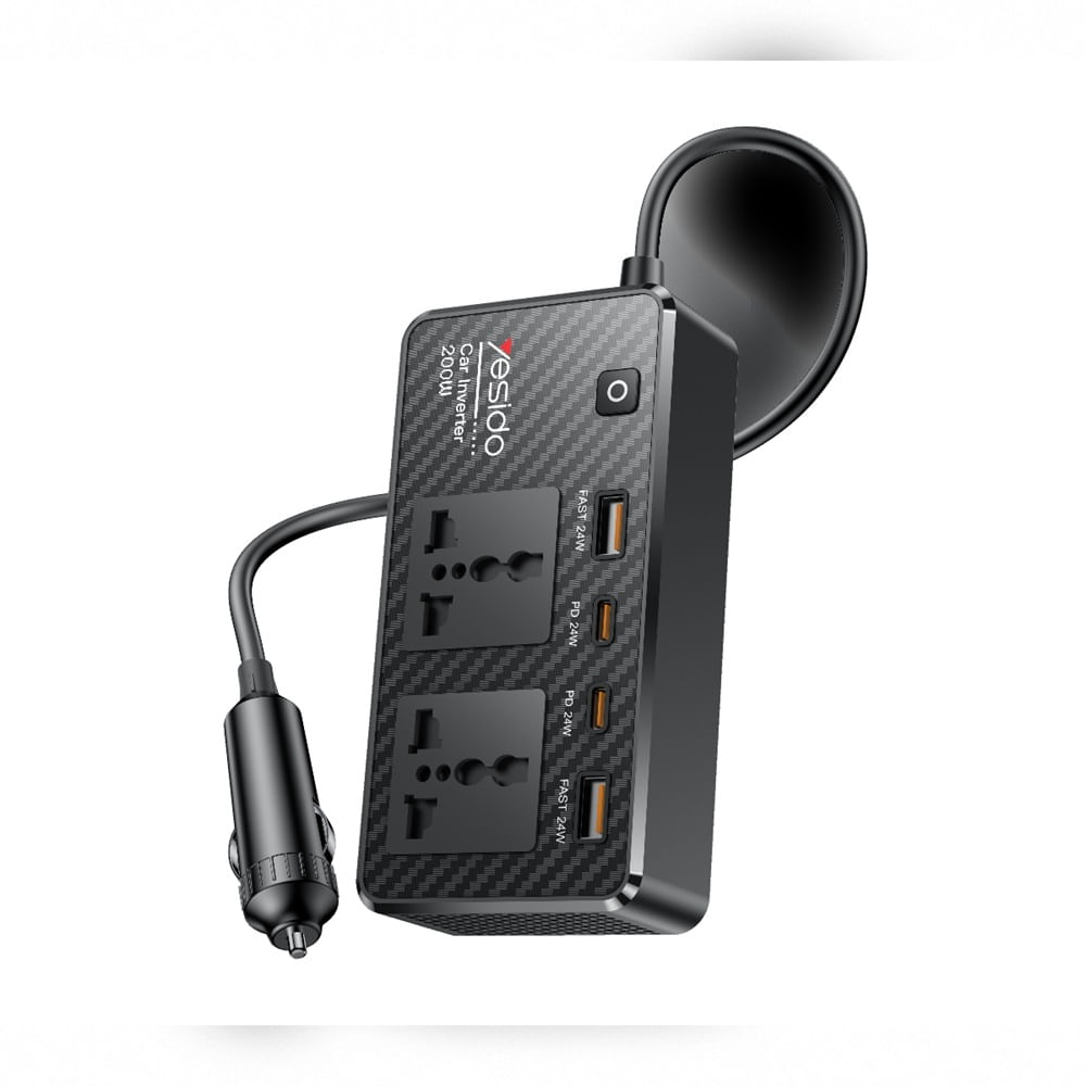 INVERSOR YESIDO 200W  12V A 220V PARA AUTO Y CAMIONETA