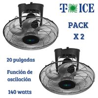 Pack 02 Ventiladores de Techo Orbital T-ICE 20"" 03 Velocidades Potente Motor