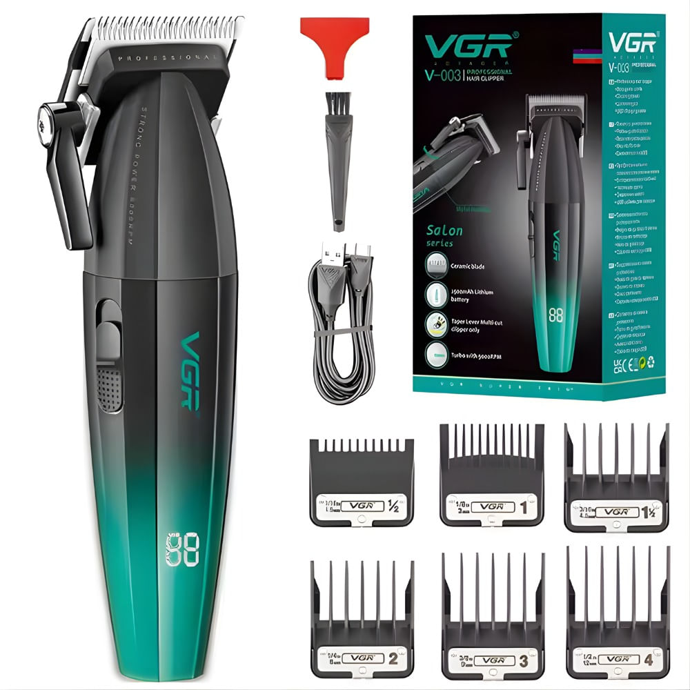 Maquina Corte Cabello Vgr V-003 Pantalla Digital Inalámbrico Negro Y Dorado