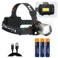 Linterna de Cabeza LED Recargable 10W con Zoom Power Bank y Luz Roja
