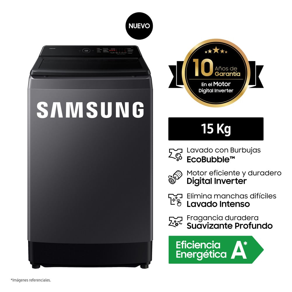 Lavadora Samsung WA40F15E4CPE 15 Kg Gris Grafito