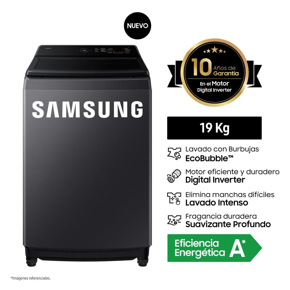 Lavadora Samsung WA40F19E7CPE 19 Kg Gris Grafito