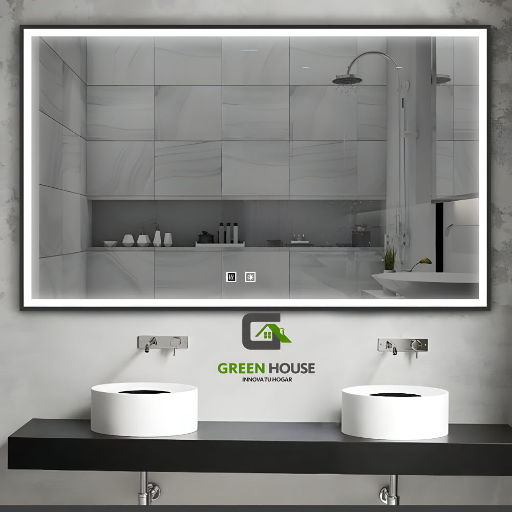 ESPEJO ARCO NEGRO LED MOD. MILA 3 TIEMPOS TOUCH 60x80CM ANTIEMPAÑADO