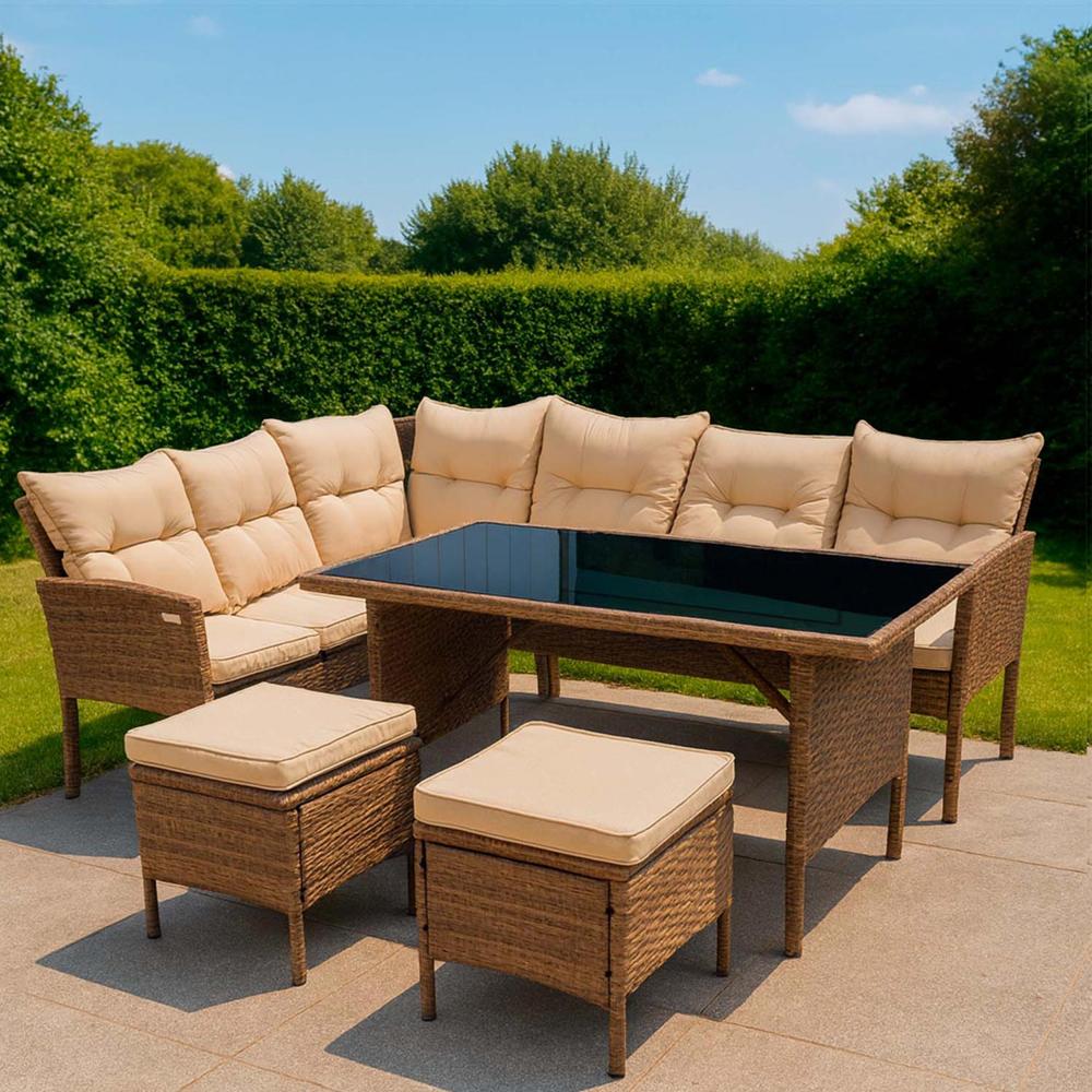 Juego de Comedor Terraza 7 Personas Capri Café