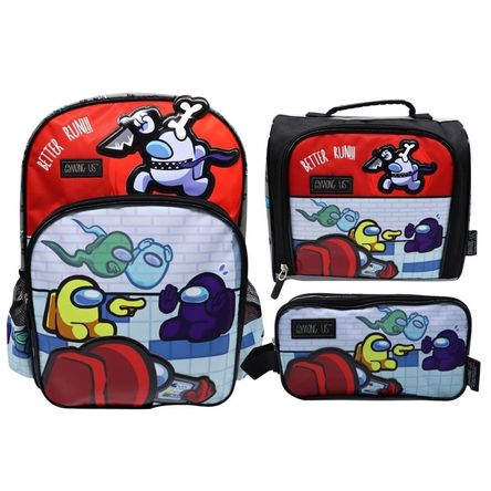 Pack Escolar Mochila Among Us Rojo Oficio