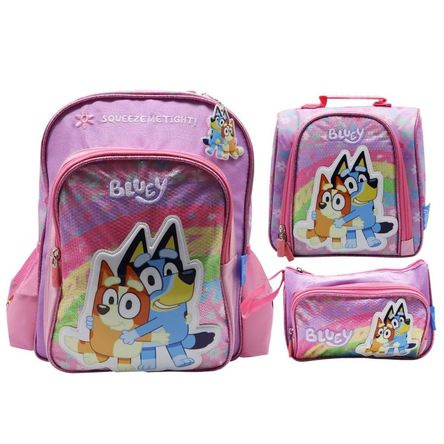 Pack Escolar Mochila Bluey Bingo Rosado Nido Pack Escolar Mochila Bluey Bingo Rosado Nido