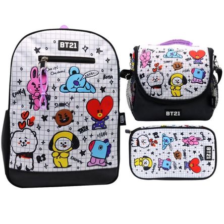 Pack Escolar Mochila BT21 Blanco Oficio