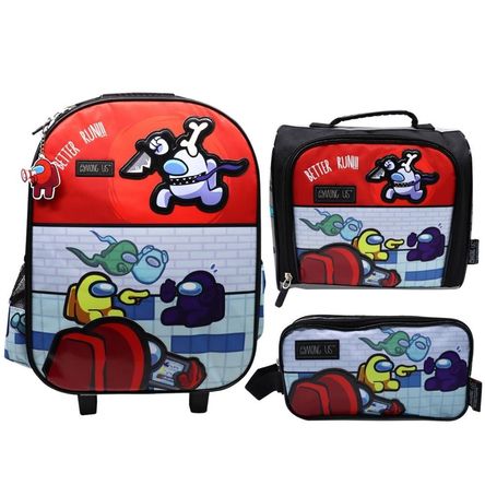 Pack Escolar Maleta Among Us Rojo Oficio Pack Escolar Maleta Among Us Rojo Oficio