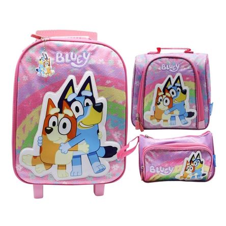 Pack Escolar Maleta Bluey Bingo Rosado Nido
