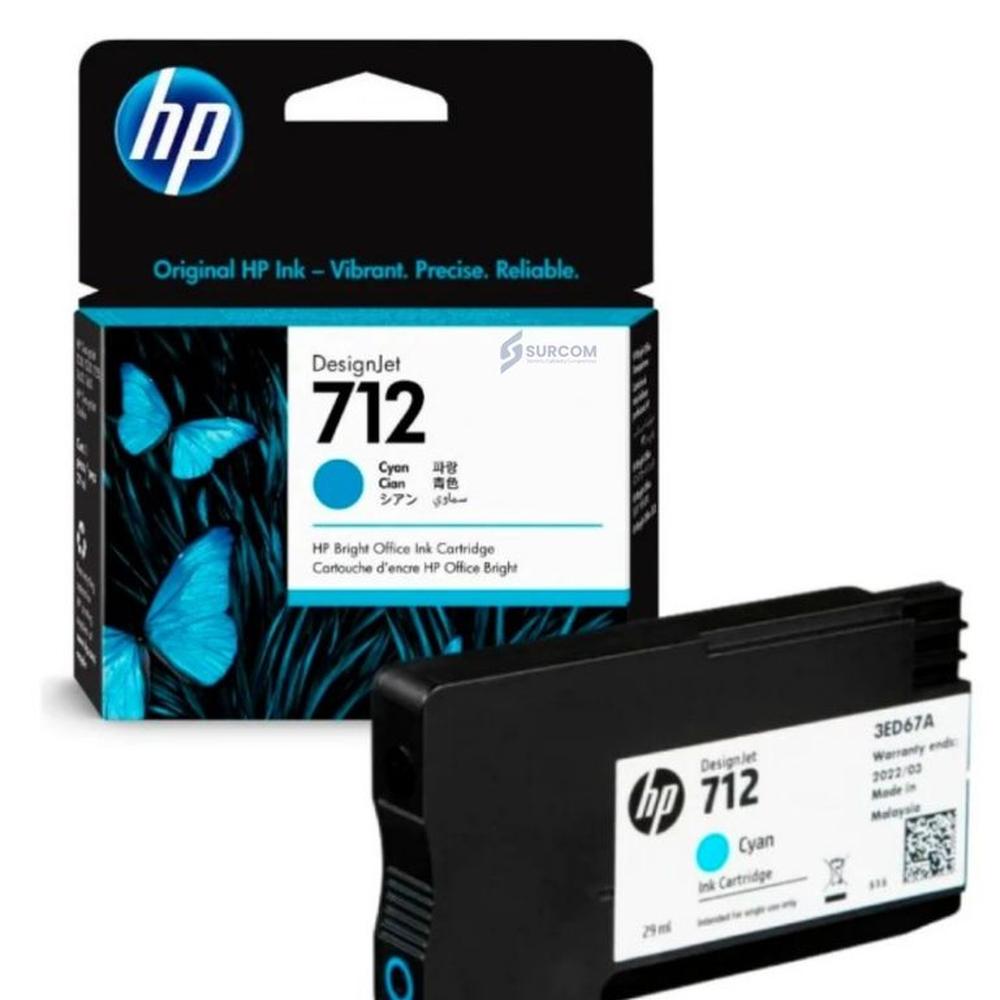 Cartucho de Tinta HP 712 Cyan (1VV58A) Original