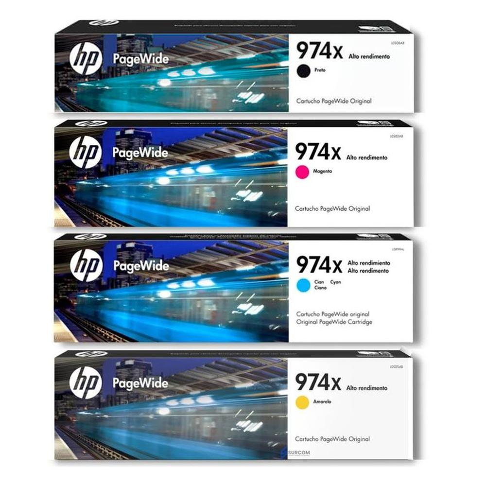 Kit Tinta HP 974XL Cyan Magenta Amarillo Negro