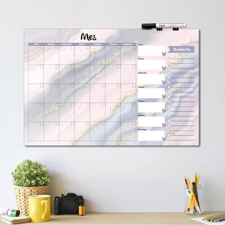 PLANNER DE ACRÍLICO AURORA TABLÚ 60X40 MES SEMANA Y PENDIENTES DISEÑO 5