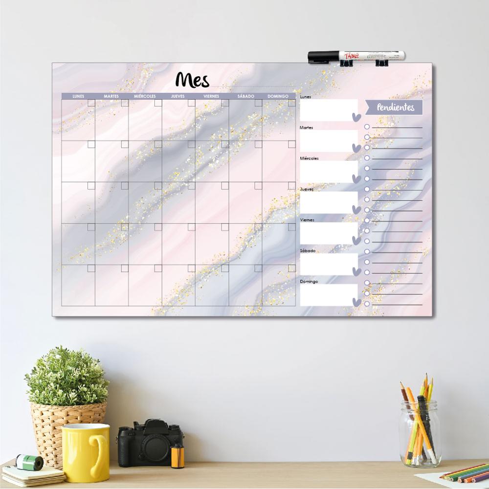 PLANNER DE ACRÍLICO AURORA TABLÚ 60X40 MES SEMANA Y PENDIENTES DISEÑO 5