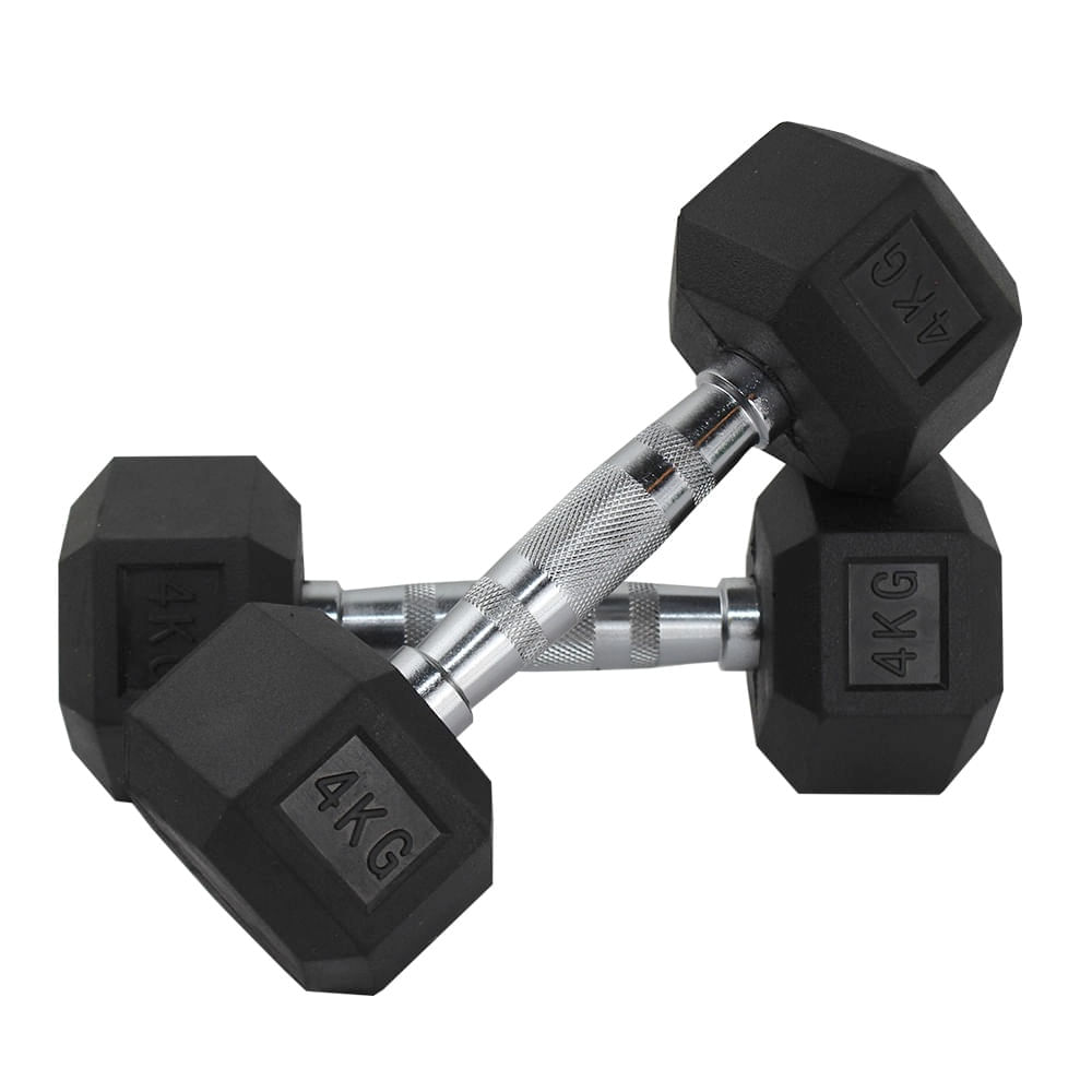 Mancuernas de Caucho Hexagonales 4Kg x 2 Unidades