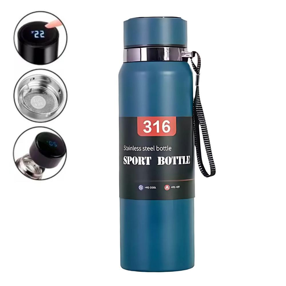 Termo Digital de Acero Inoxidable de 800 ml para Bebidas Frías y Calientes Azul