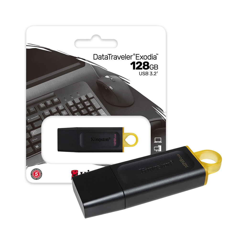 Memoria USB 3.2 Kingston Data Traveler Exodia DTX 128GB de capacidad Negro