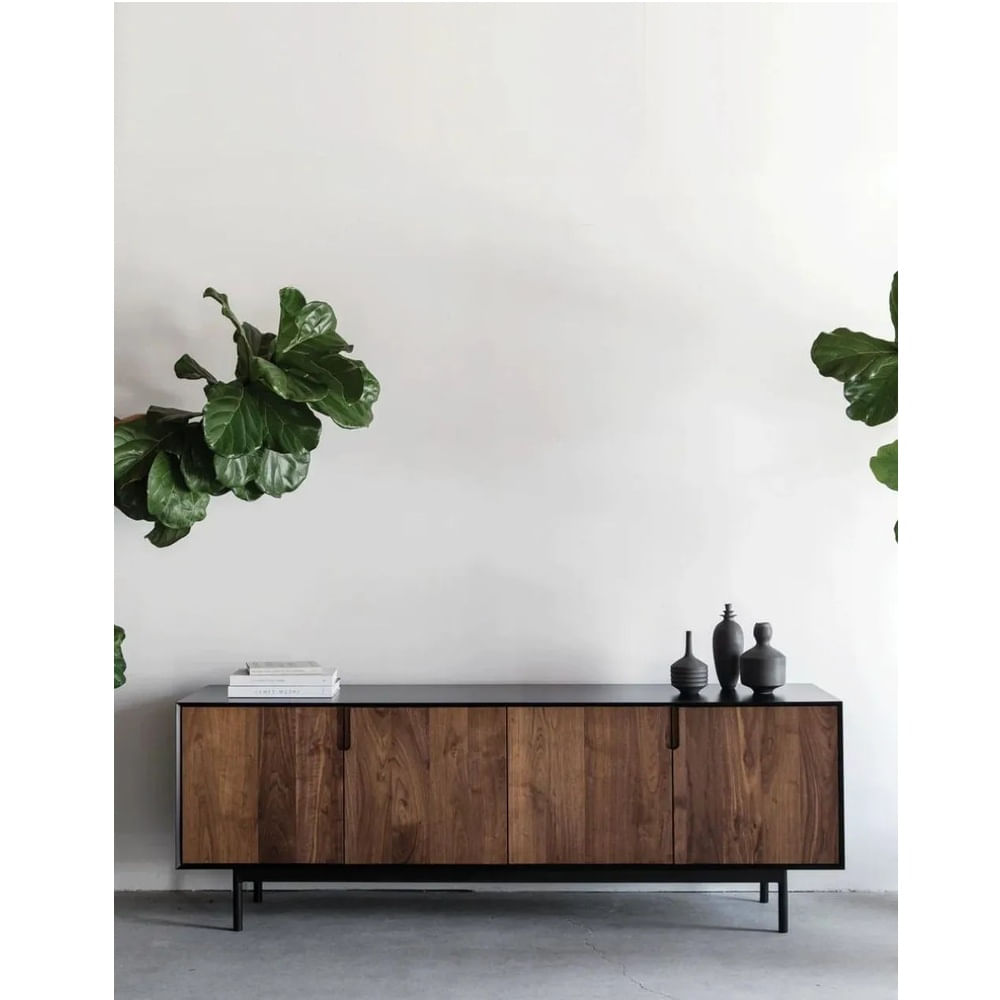 Aparador Moderno Noah Melamina Canto Delgado Negro/Caramelo TU MESITA