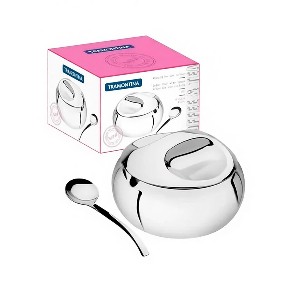 Azucarero Tramontina Con Cucharita En Acero Inoxidable