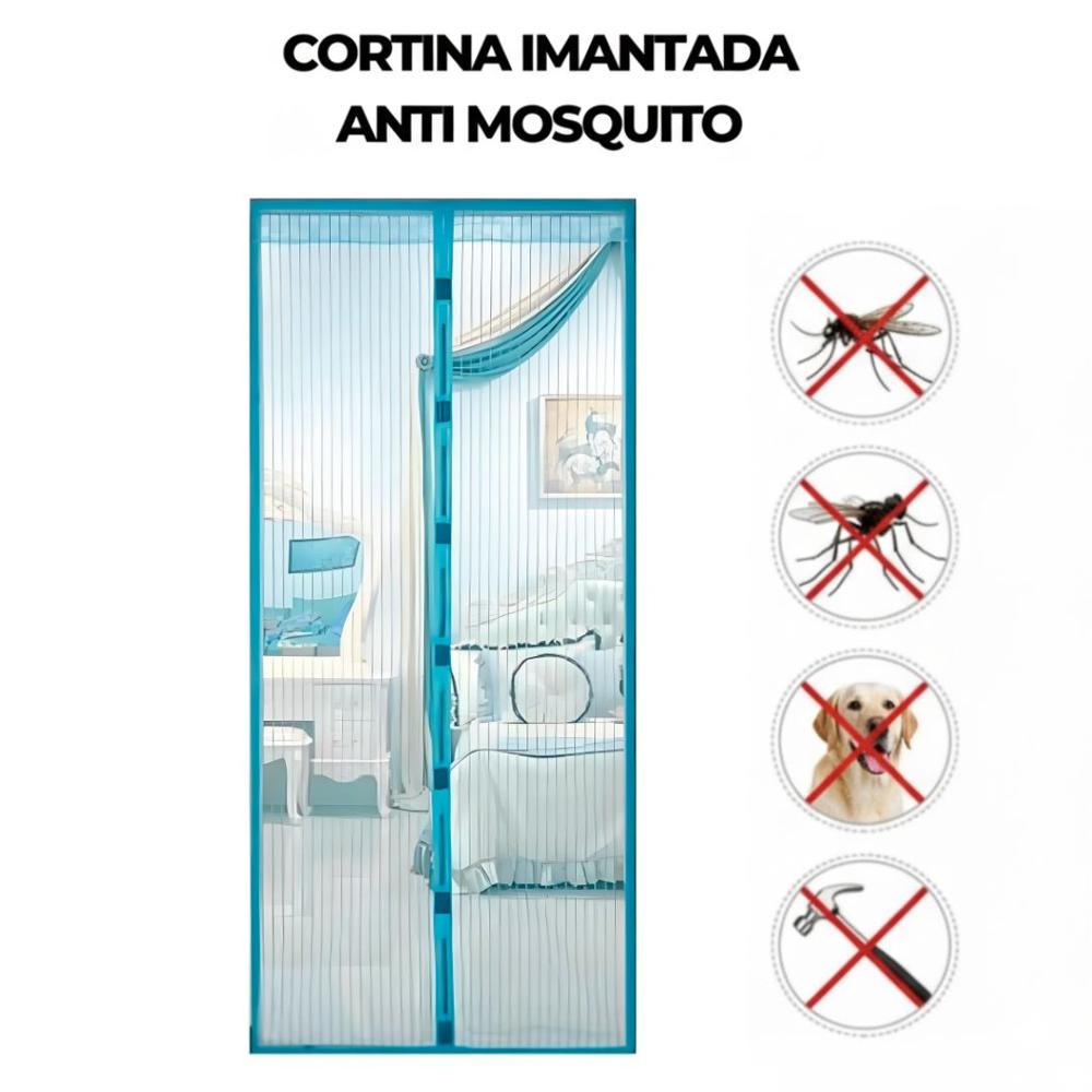 Cortina Malla Imantada Antimosquitos Zancudos Mosquitera 210x100cm Azul