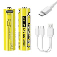 Pila AA Recargable USB 1.5V LiitoKala 2400mAh  para Control Remoto y Mouse