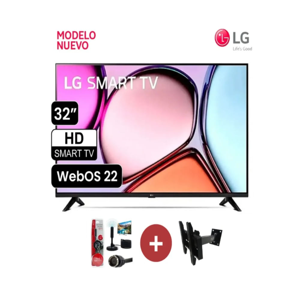Smart TV LG 32 HD 32LR600BPSC con webOS y AI ThinQ MAS Antena Digital MAS Rack