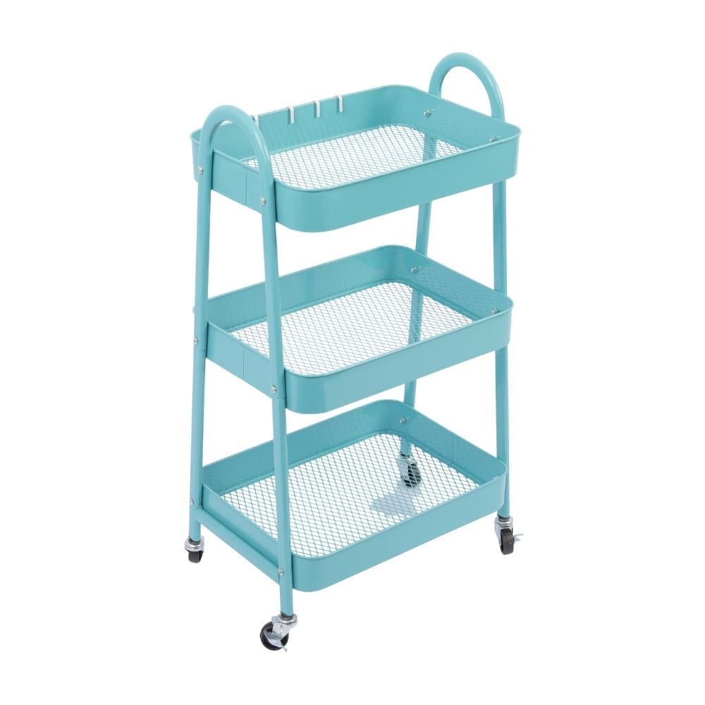 Carrito Organizador de Metal Turquesa 3 niveles