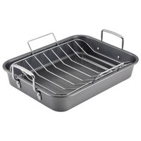Bandeja rostizadora Farberware antiadherente con parrilla  30.5 cm x 40.6 cm Gris