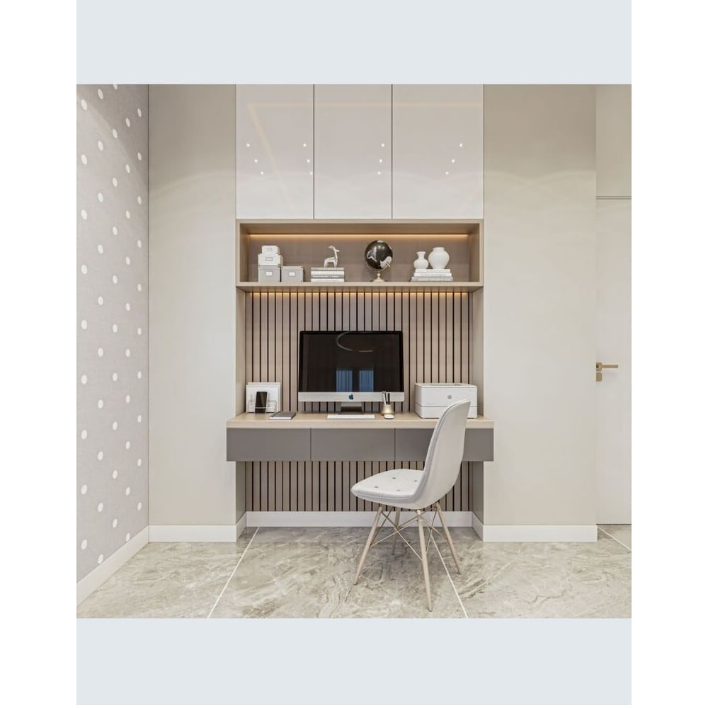 Set de Escritorio Maduro con Panel-Cajonera Superior y Luces LED TU MESITA