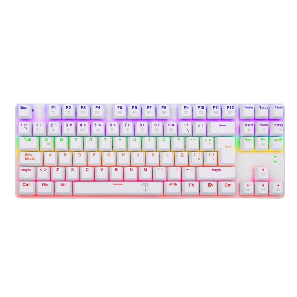 Teclado T-Dagger Bora Lite TGK313W TKL Rainbow Spa Switch Red - Blanco