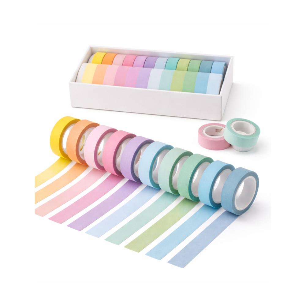 Set de cintas adhesivas de colores tipo scotch 12 unidades