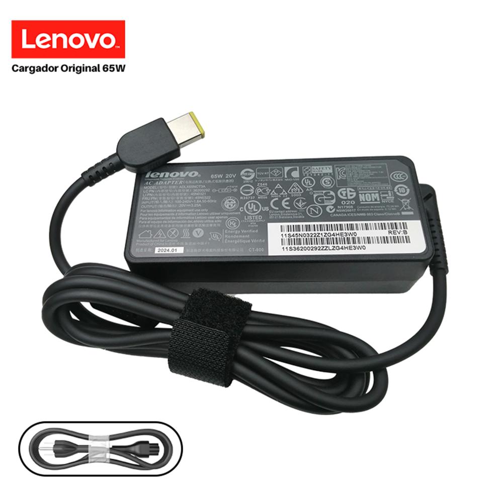 Cargador Lenovo 65W Slim Tip 20V 3.25A  IdeaPad ThinkPad  USB  Original