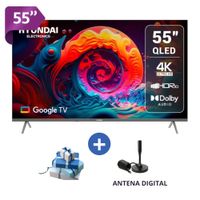 TELEVISOR HYUNDAI 55 QLED SMART TV GOOGLE TV 4K UHD - HYLED5529QG  CON ANTENA DIGITAL