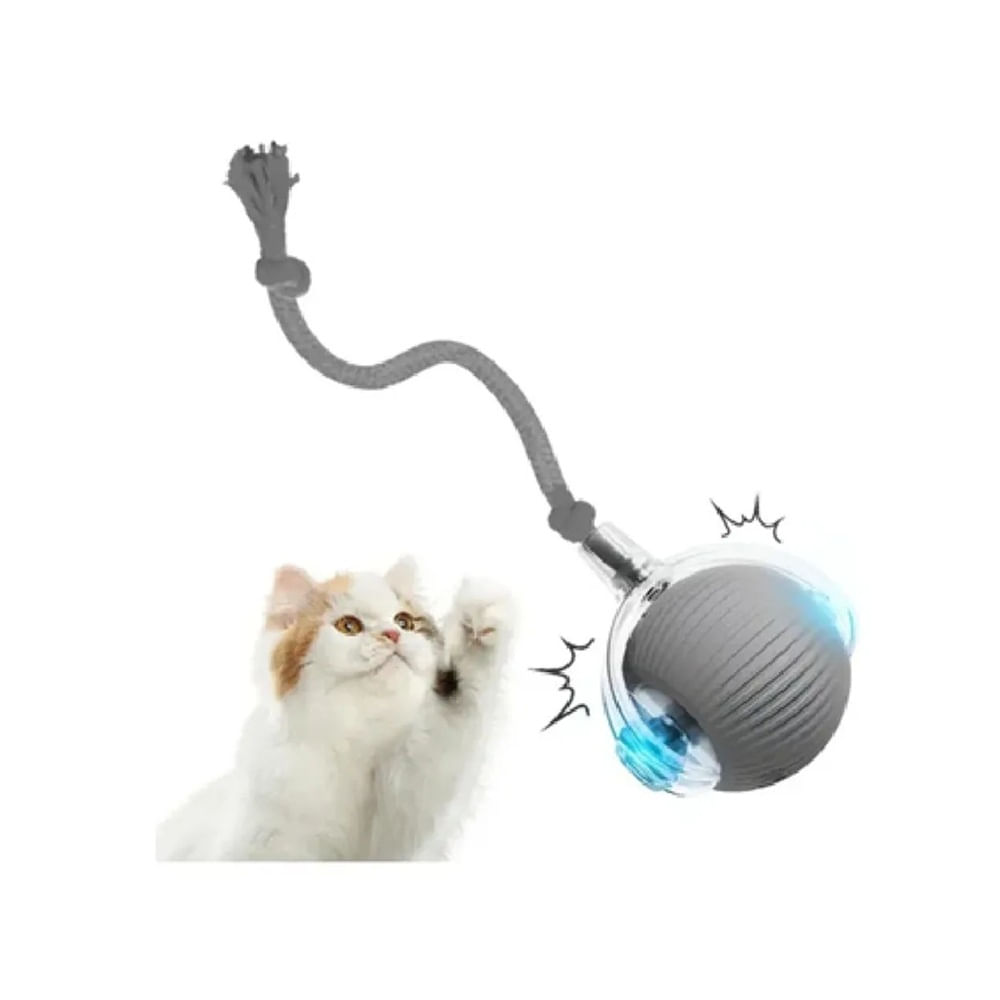 Juguete pelota interactiva para gatos gris cargador USB