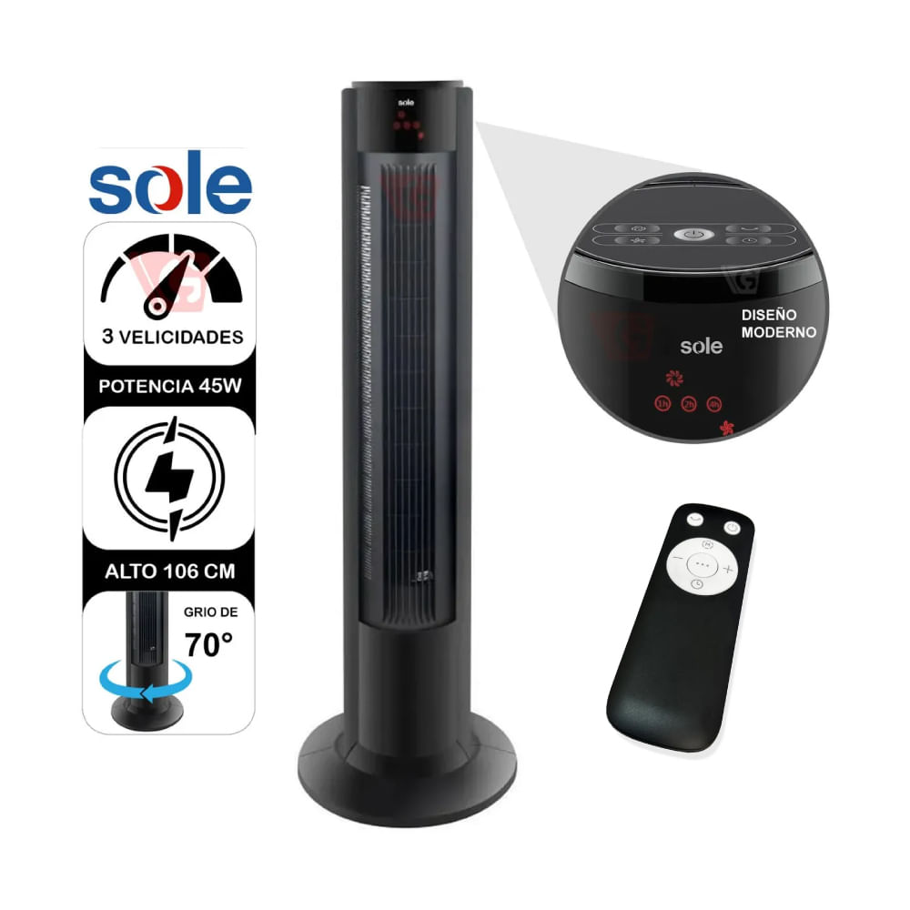 Ventilador de Aire Sole SOLAIR018 Tipo Torre 106cm
