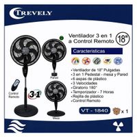 Ventilador 3 en 1 Trevely 18 con Control Remoto