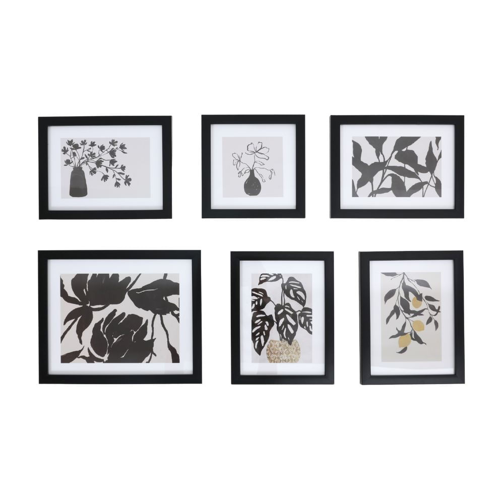 Set de 6 Portarretratos Plástico/Vidrio Negro Orange