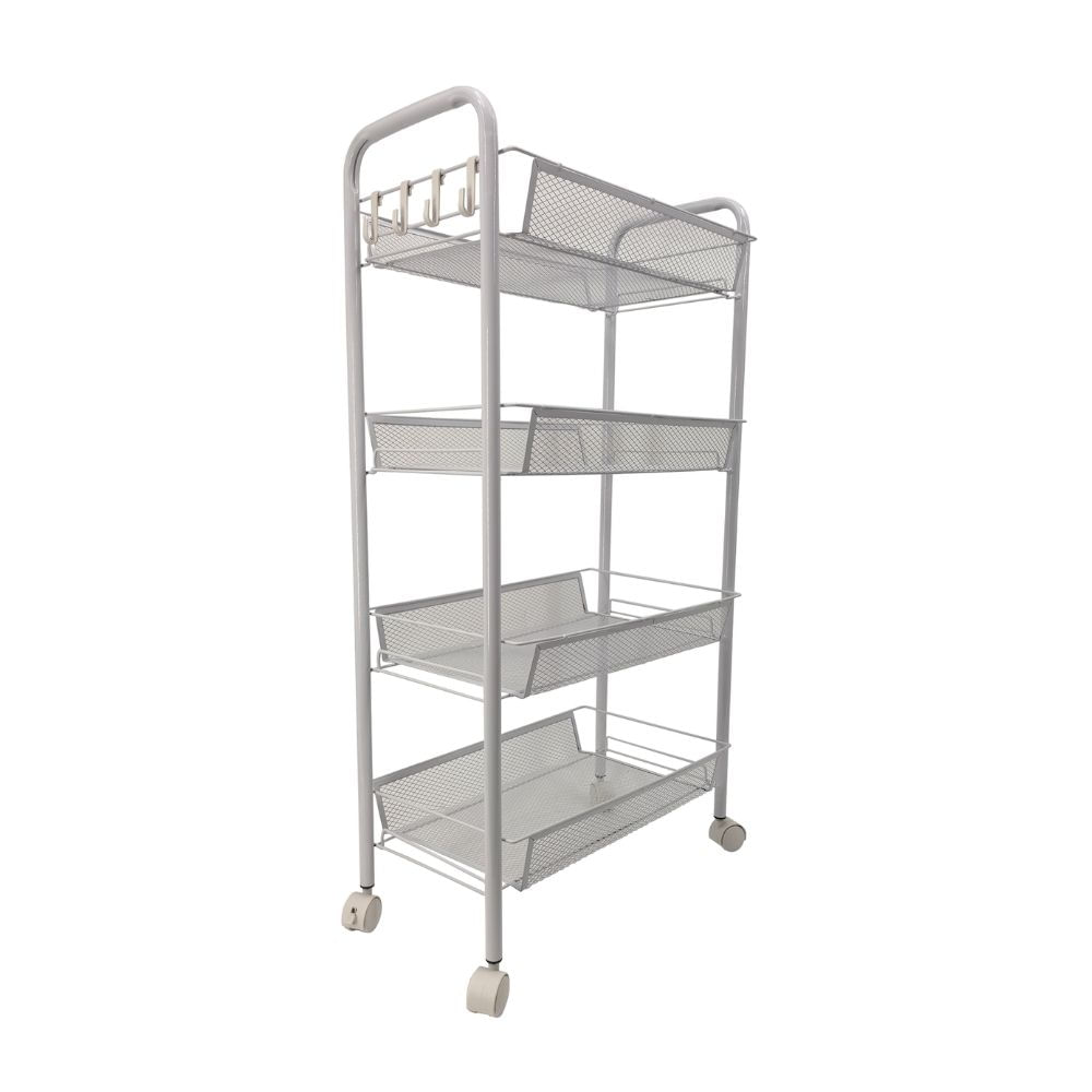 Carrito Organizador 4 Niveles Metal Blanco