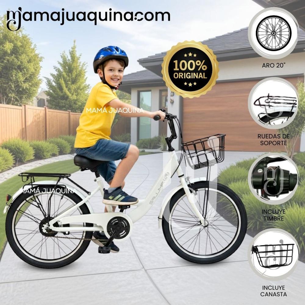 Bicicleta Para Niño Aro 20 JET con Canasta White