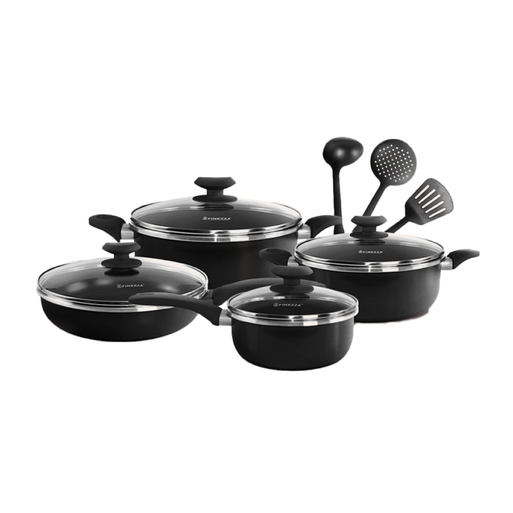 Juego de ollas Finezza FZ-1625T-2 Antiadherentes de 11pzs Negro