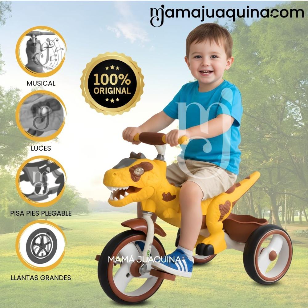 Triciclo Guiador Musical DINOROAD con Luces Yellow